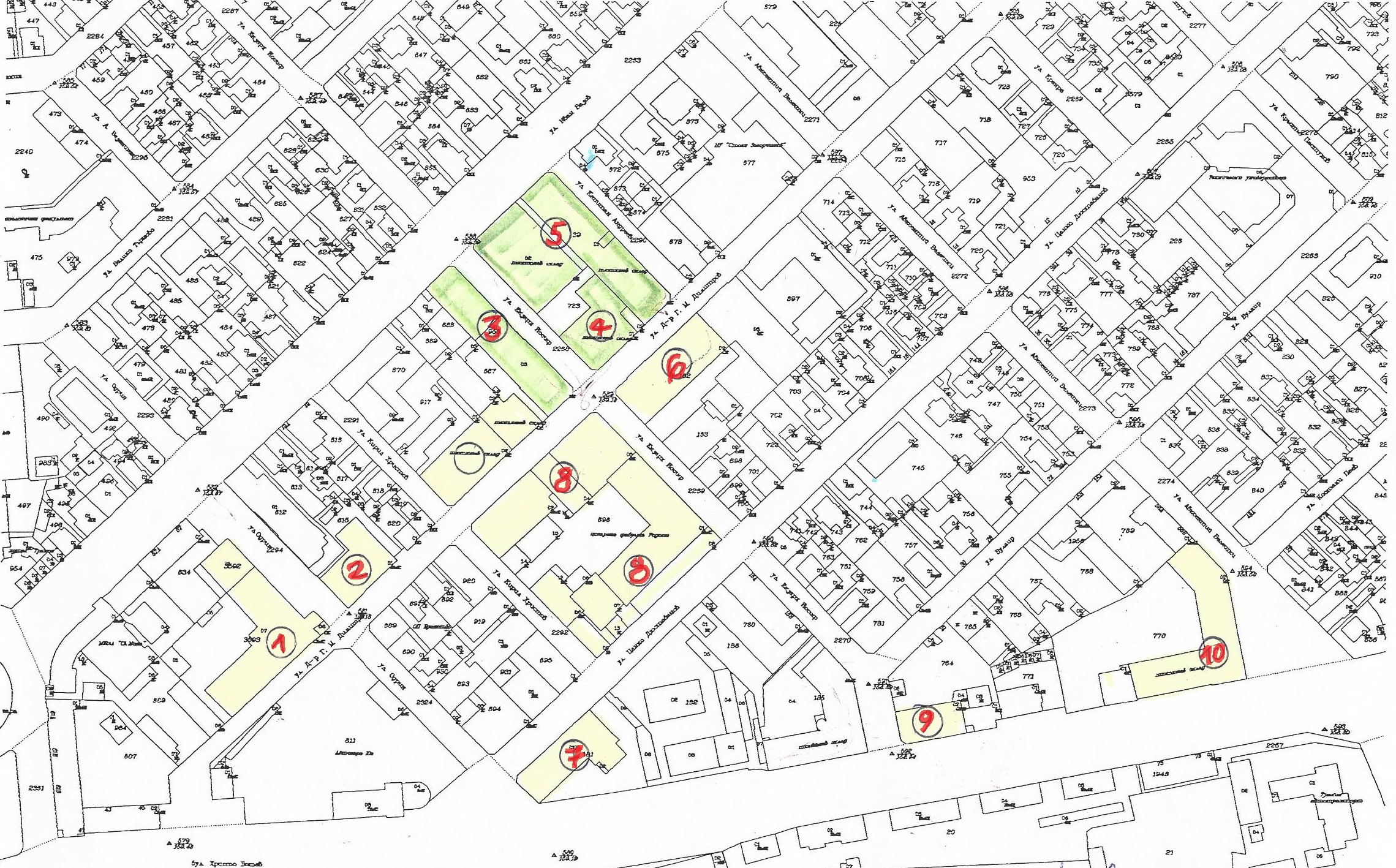 Map of the major warehouses